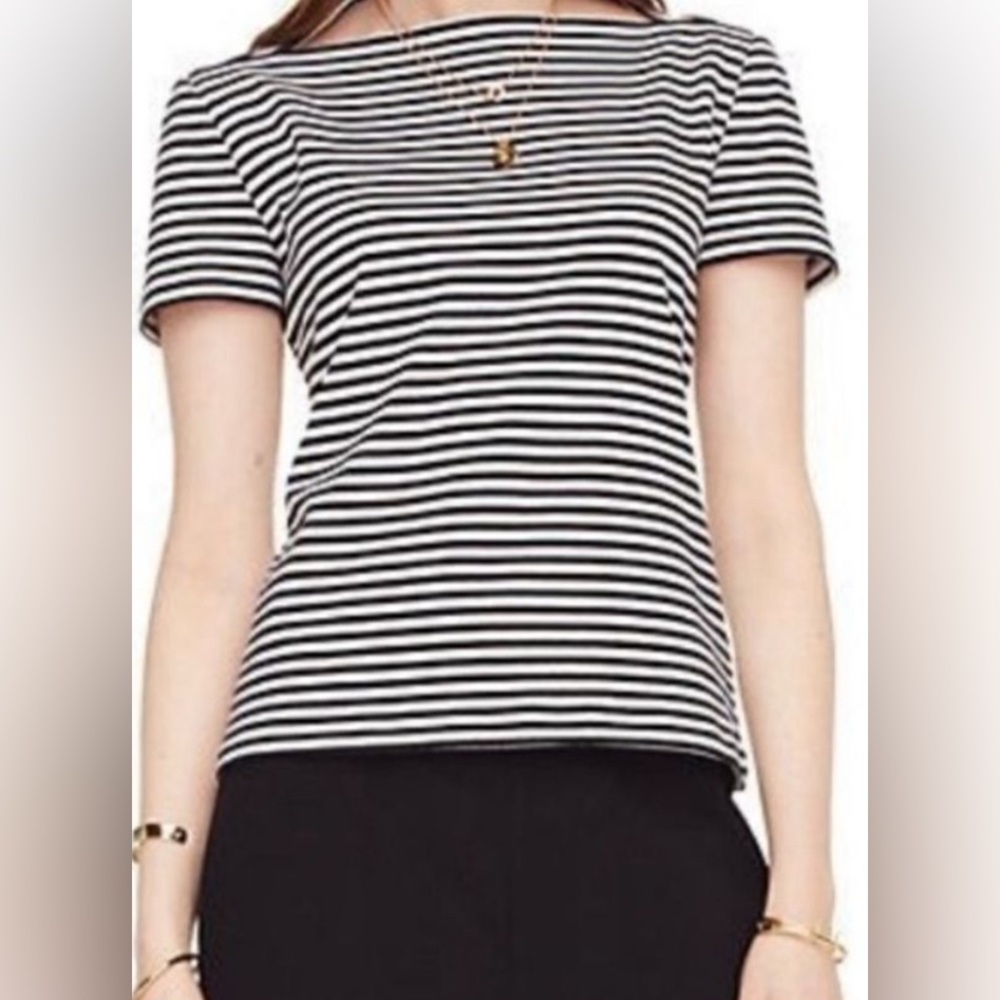 Kate Spade Black and White Striped Short Sleeve Tee
